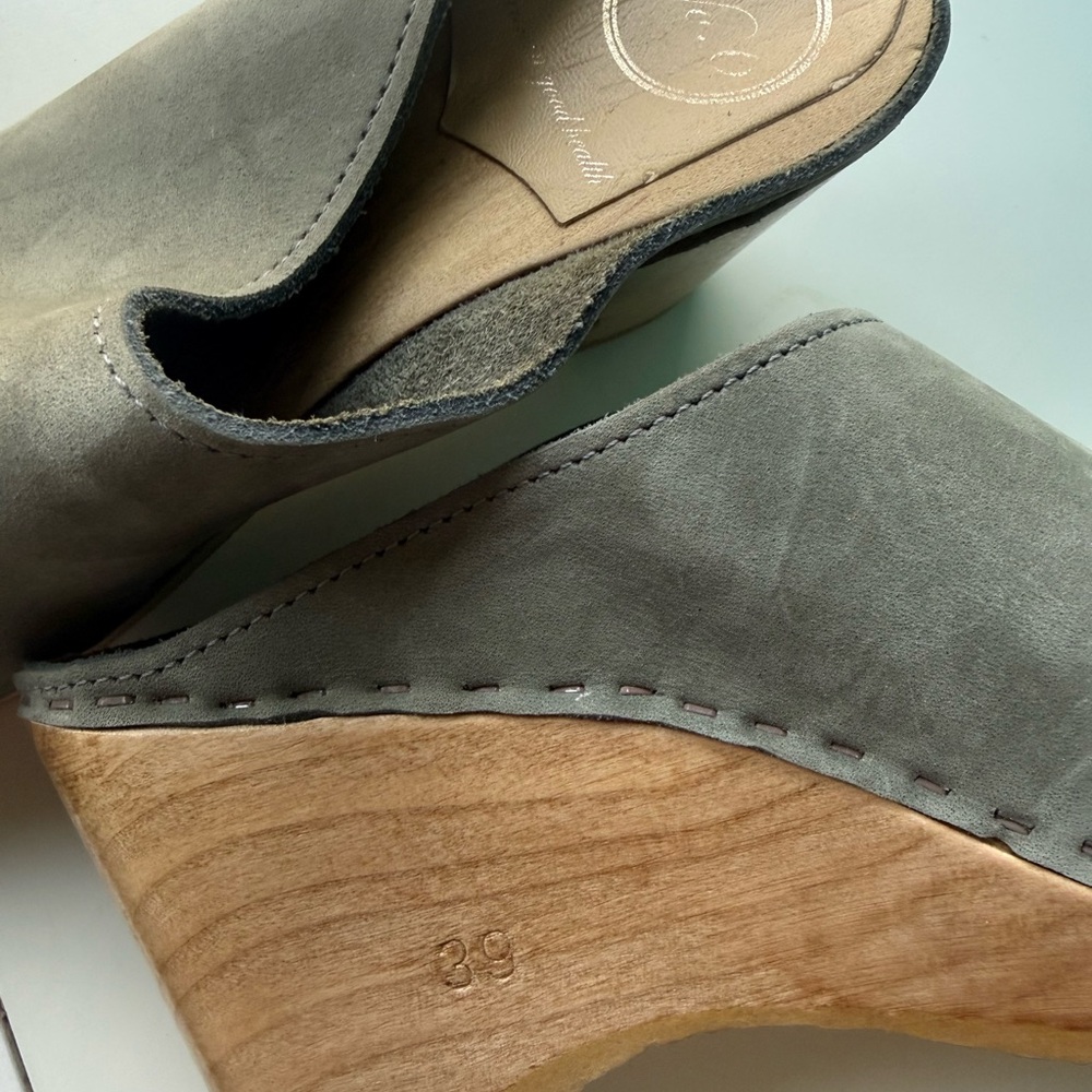 No. 6 Gray Suede Mules - Picture 3 of 5